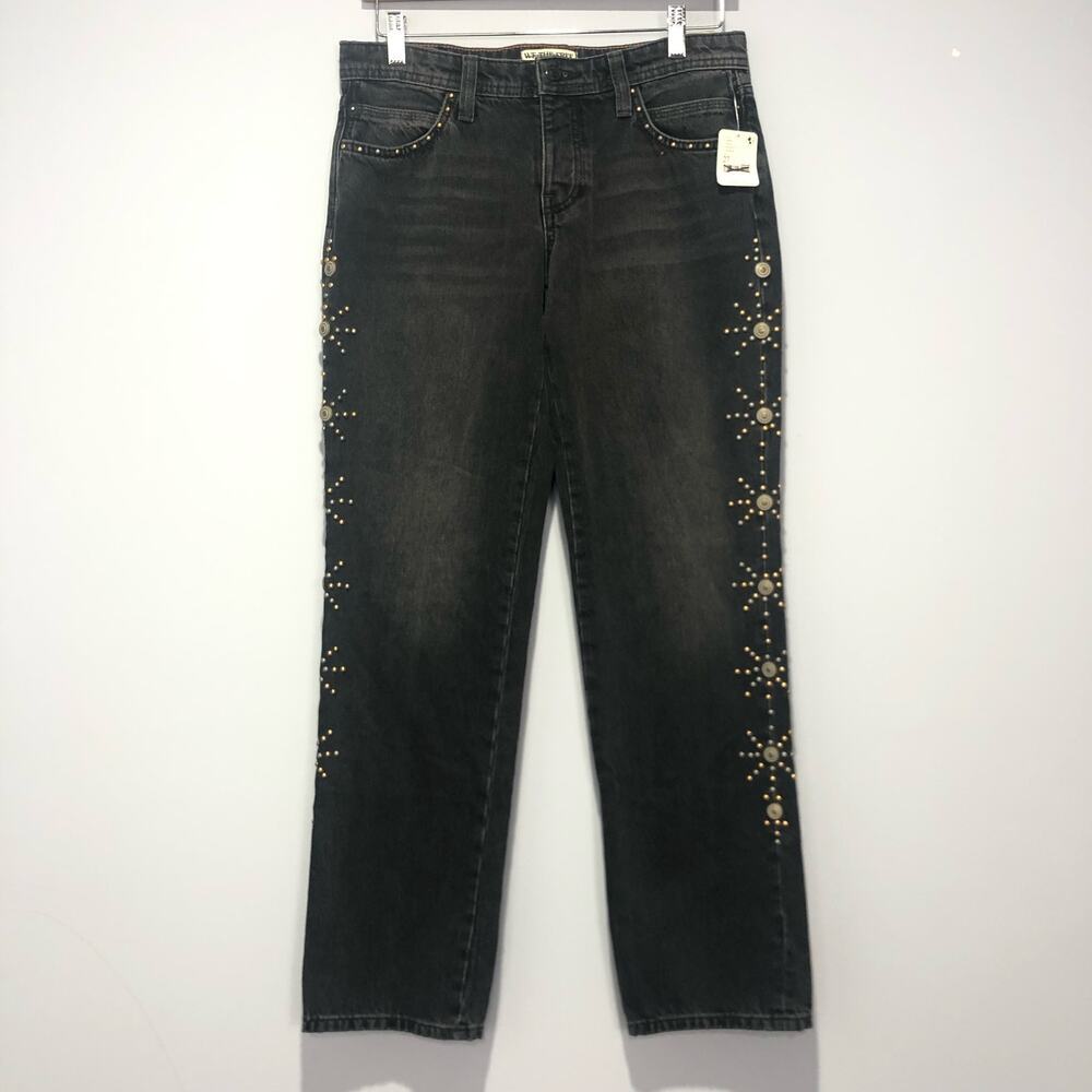 NWT We the Free Cooper Studded Mid Rise Boyfriend Black Size 27